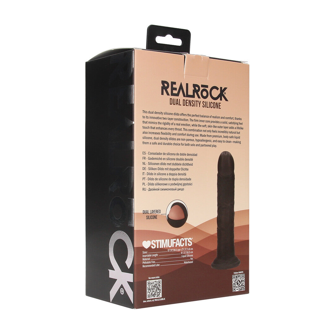 Dual Density Silicone Gebogen Realistische Dildo met Zuignap - 7 / 18,5 cm - Zwart