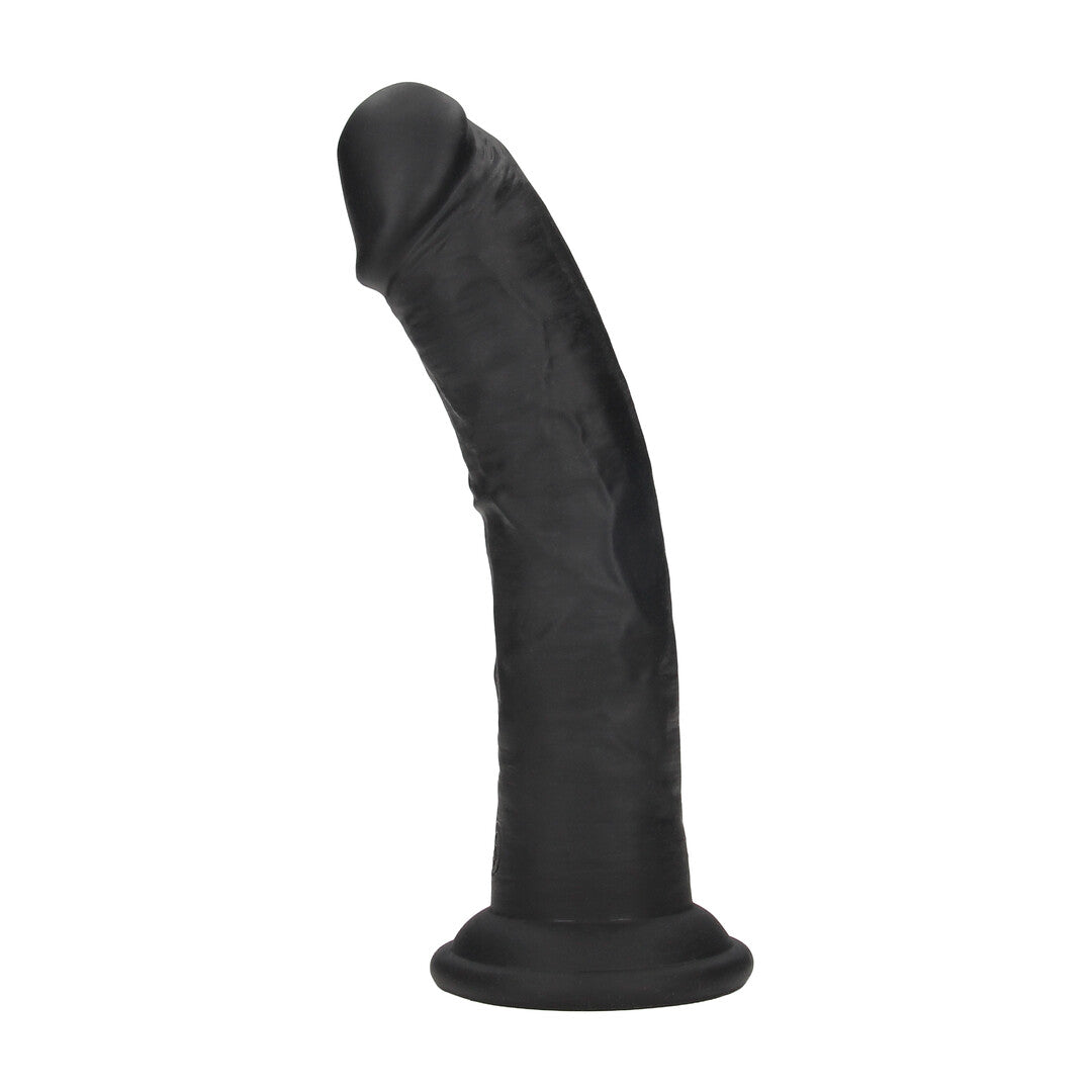 Dual Density Silicone Gebogen Realistische Dildo met Zuignap - 7 / 18,5 cm - Zwart