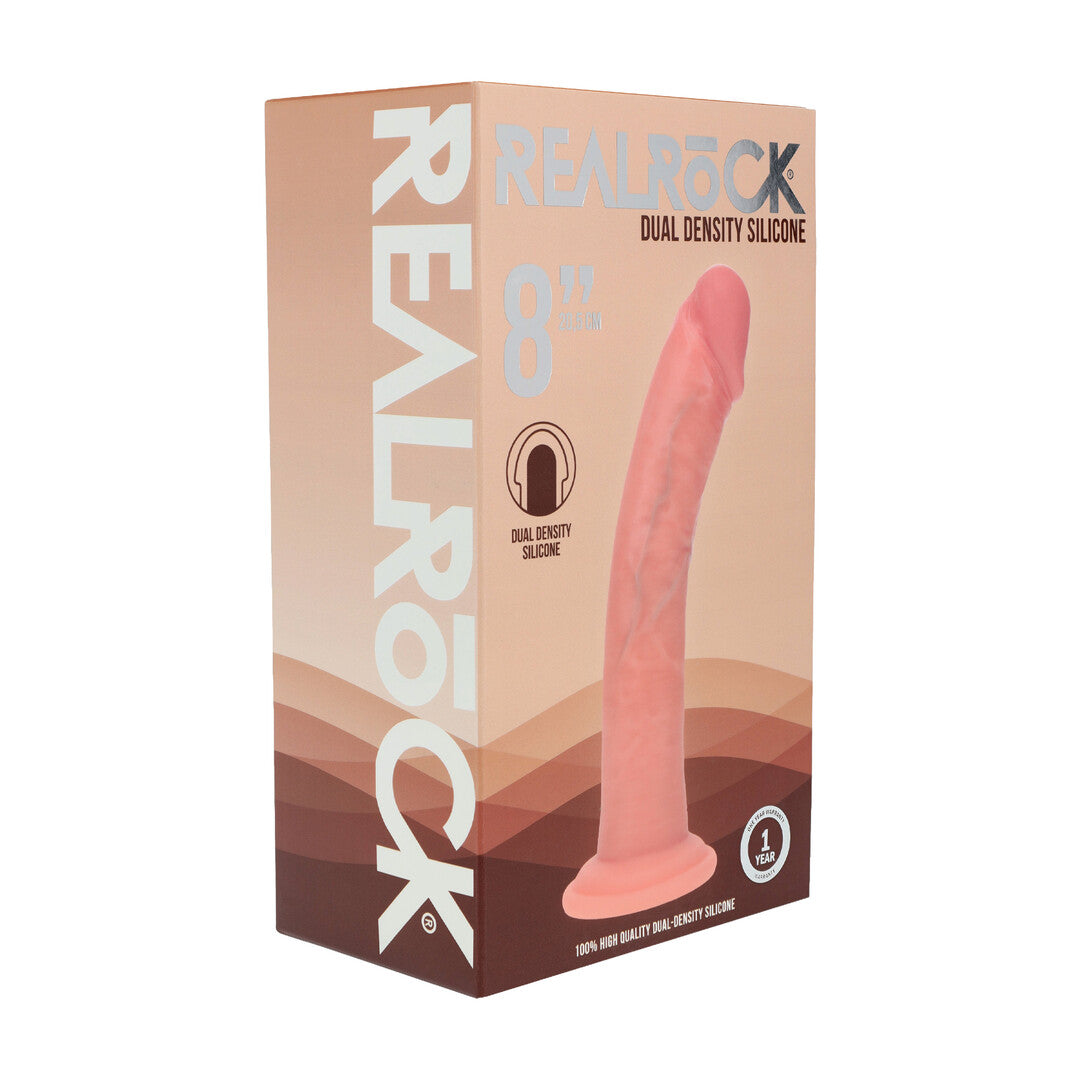 Dual Density Silicone Gebogen Realistische Dildo met Zuignap - 8 / 20,5 cm - Vlees