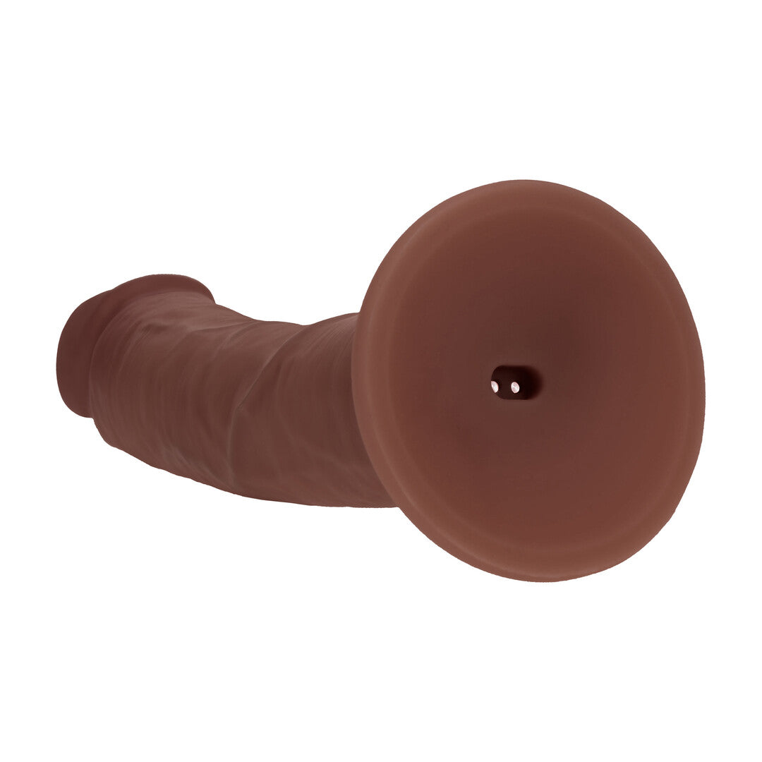 Dual Density Silicone Gebogen Realistische Vibrerende Dildo met Zuignap - 8 / 20,3 cm - Bruin